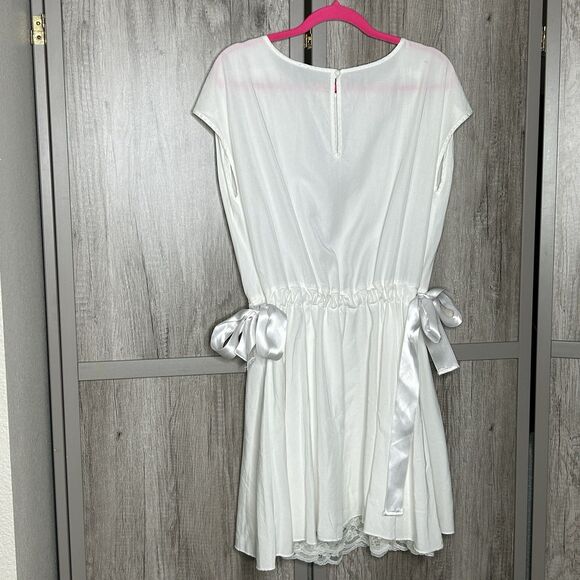 Maryley Dress White Mini Lace Trim Short Romantic Whimsy Made in Italy Size 12 - Picture 8 of 9